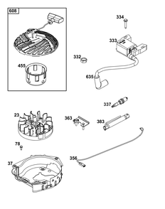 Flywheel, Ignition, And Starter Group Diagram and Parts List for 09P802-0011-H5 020000 - 09Z999 Briggs and Stratton Engine